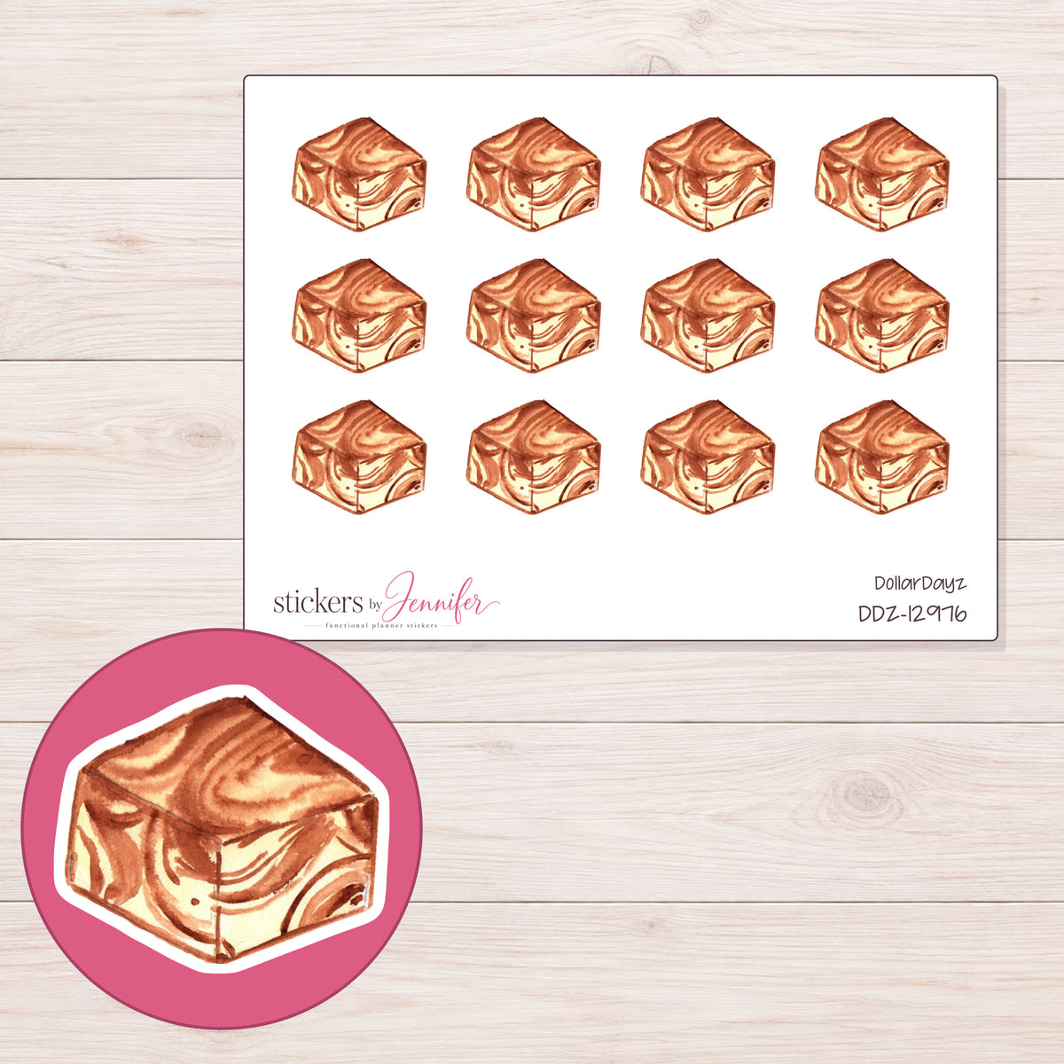 DDZ-12976 planner sticker sheet with enlarged sticker detail
