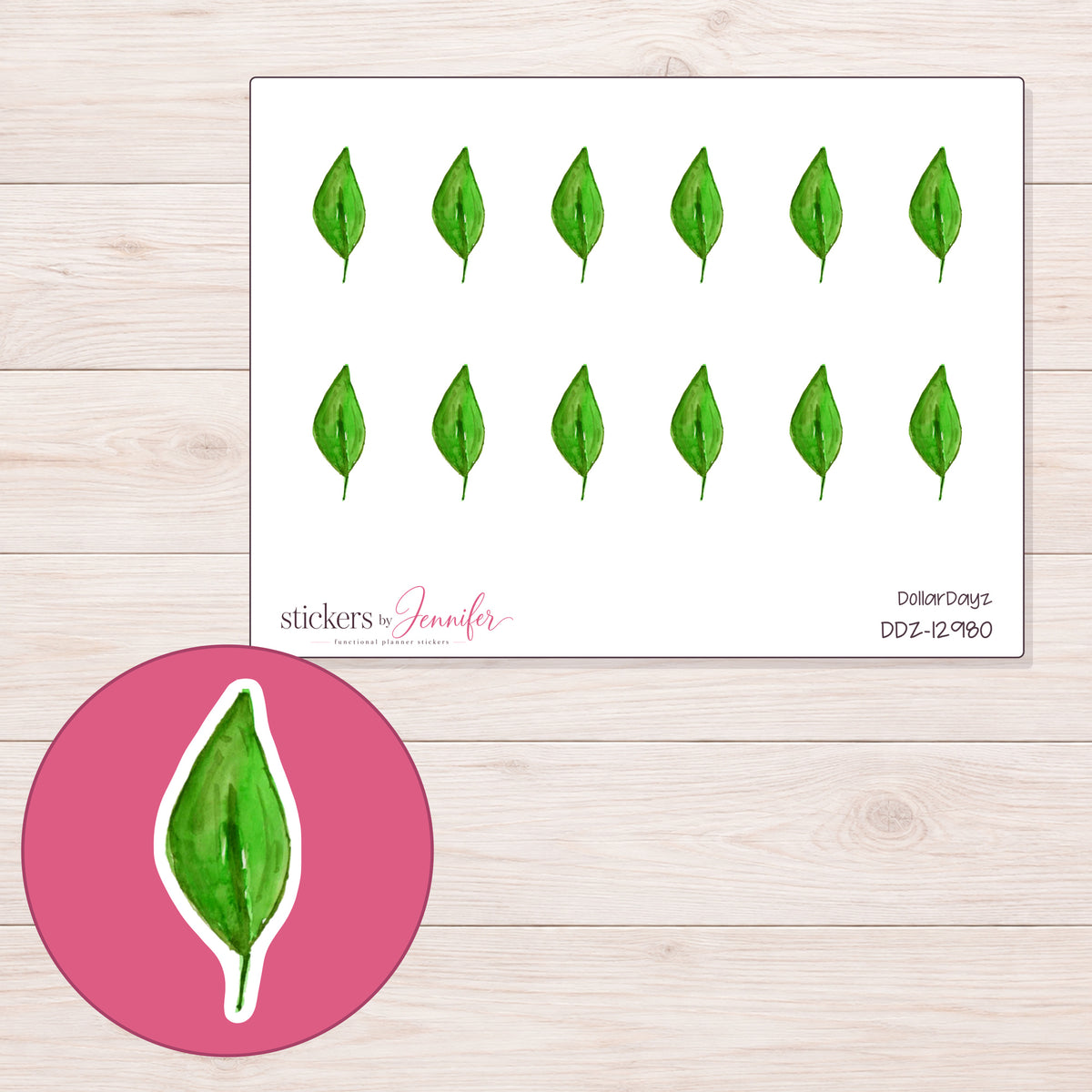 DDZ-12980 planner sticker sheet with enlarged sticker detail