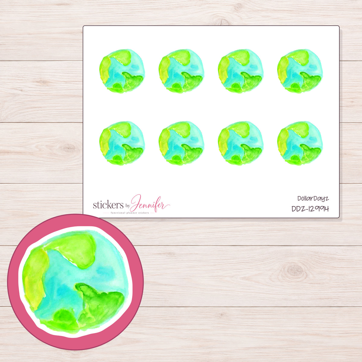 DDZ-12994 planner sticker sheet with enlarged sticker detail