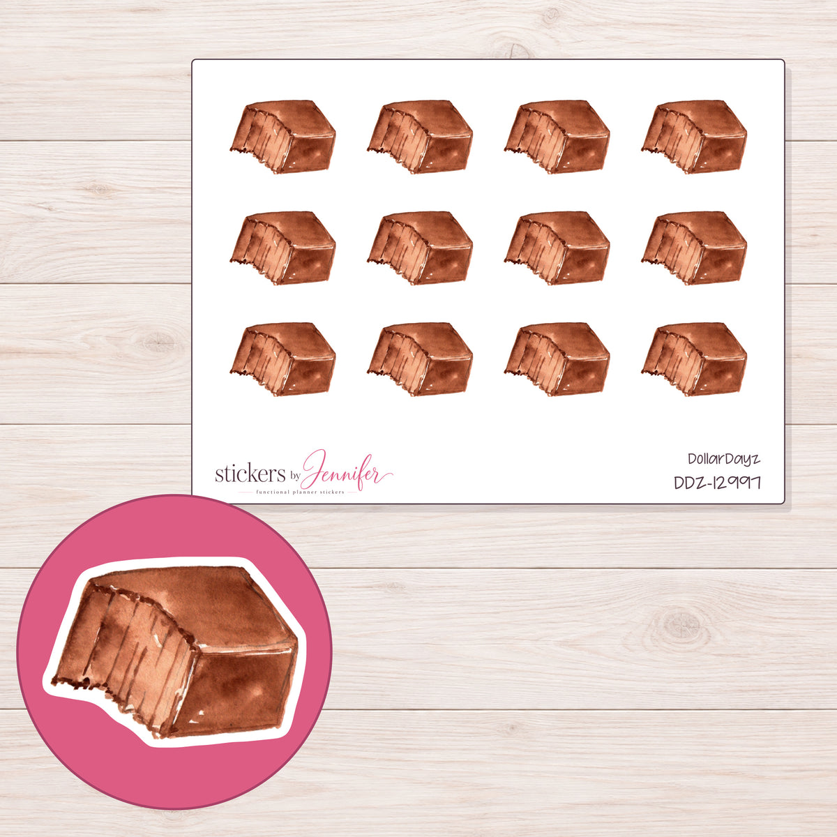 DDZ-12997 planner sticker sheet with enlarged sticker detail