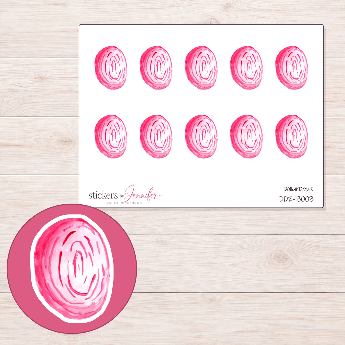 DDZ-13003 planner sticker sheet with enlarged sticker detail