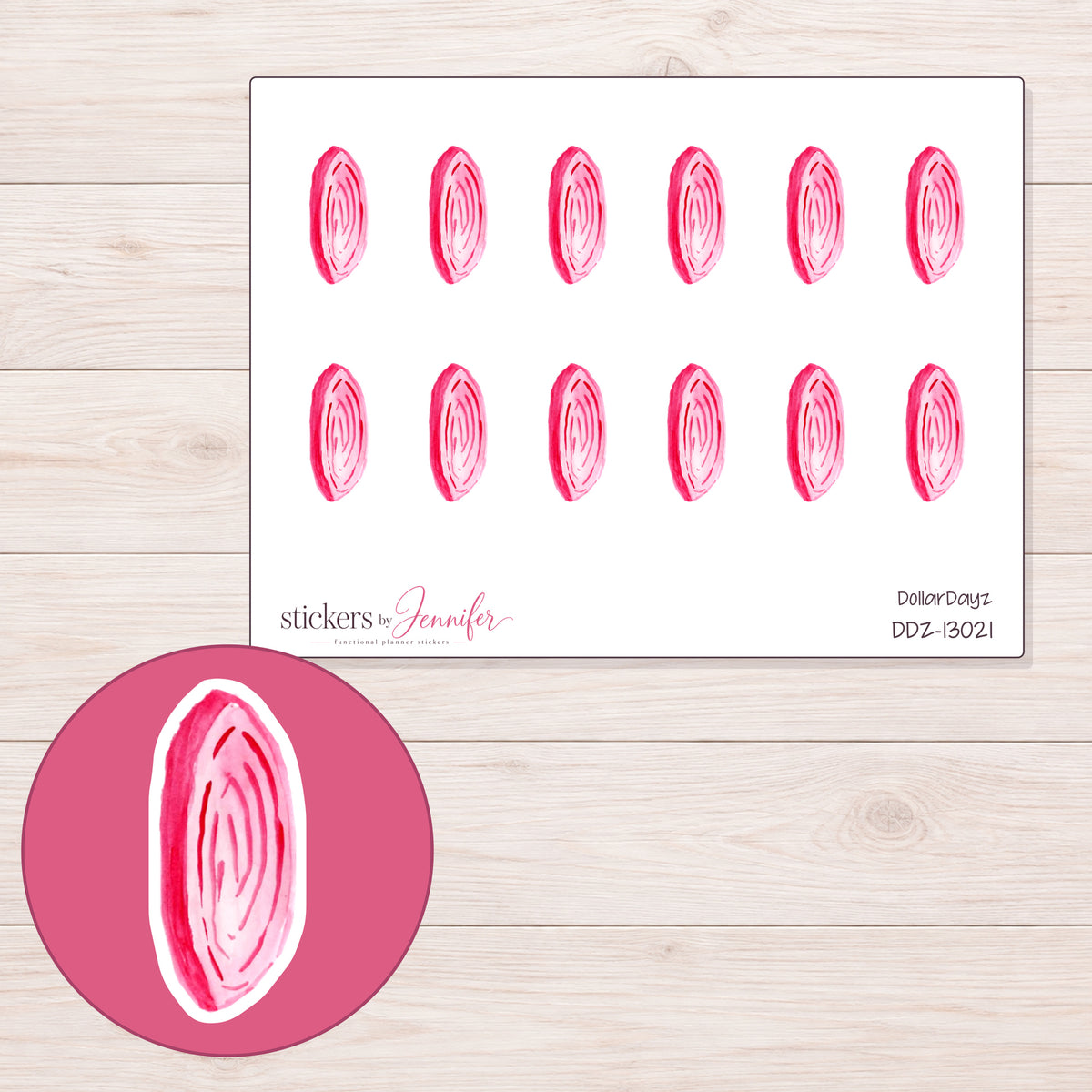 DDZ-13021 planner sticker sheet with enlarged sticker detail