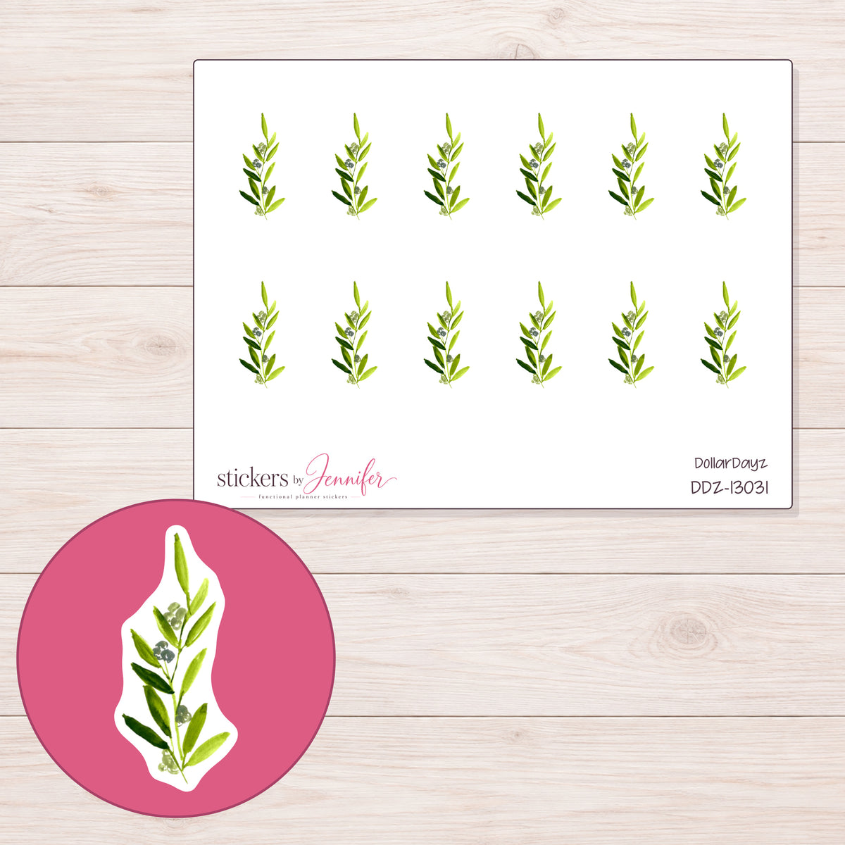 DDZ-13031 planner sticker sheet with enlarged sticker detail