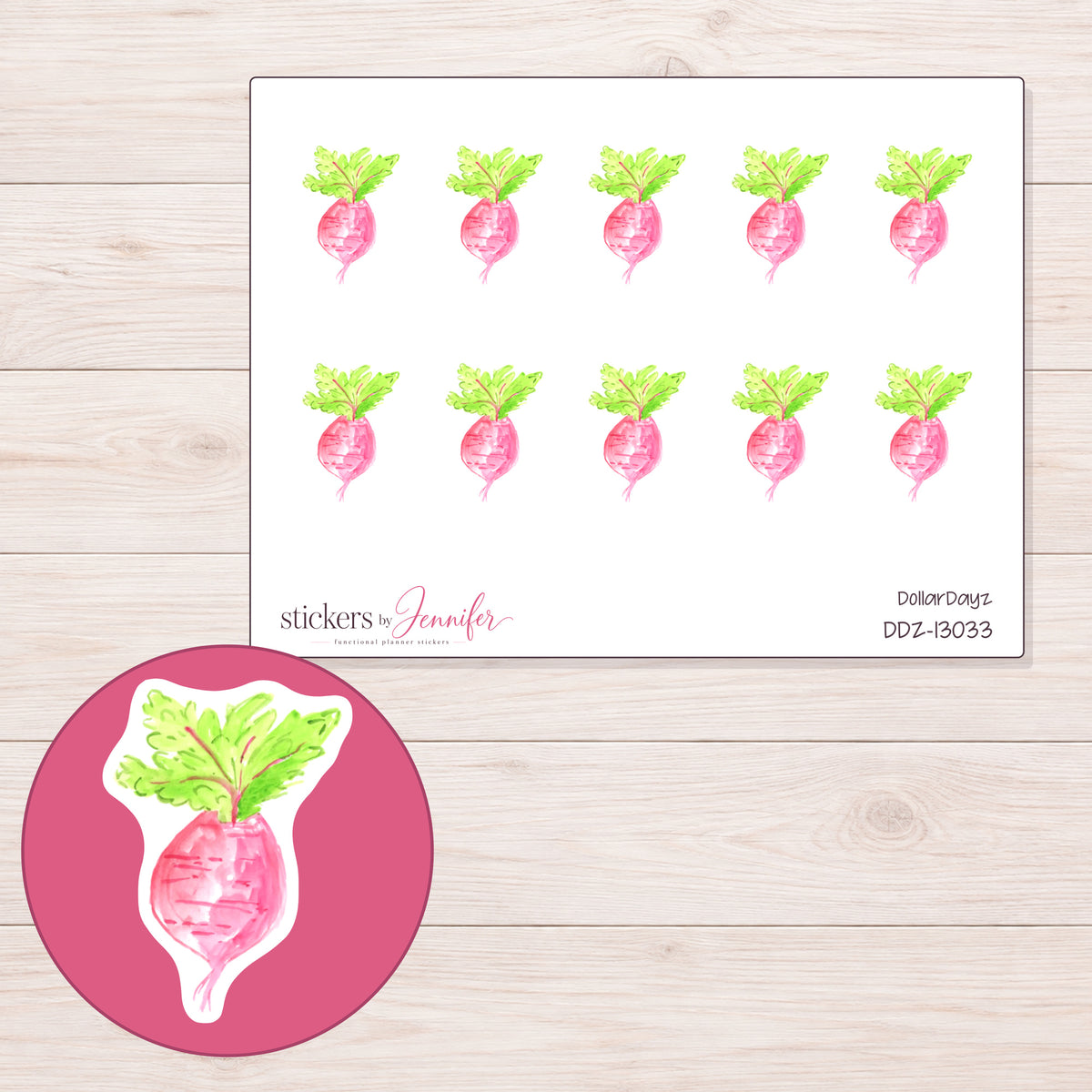 DDZ-13033 planner sticker sheet with enlarged sticker detail