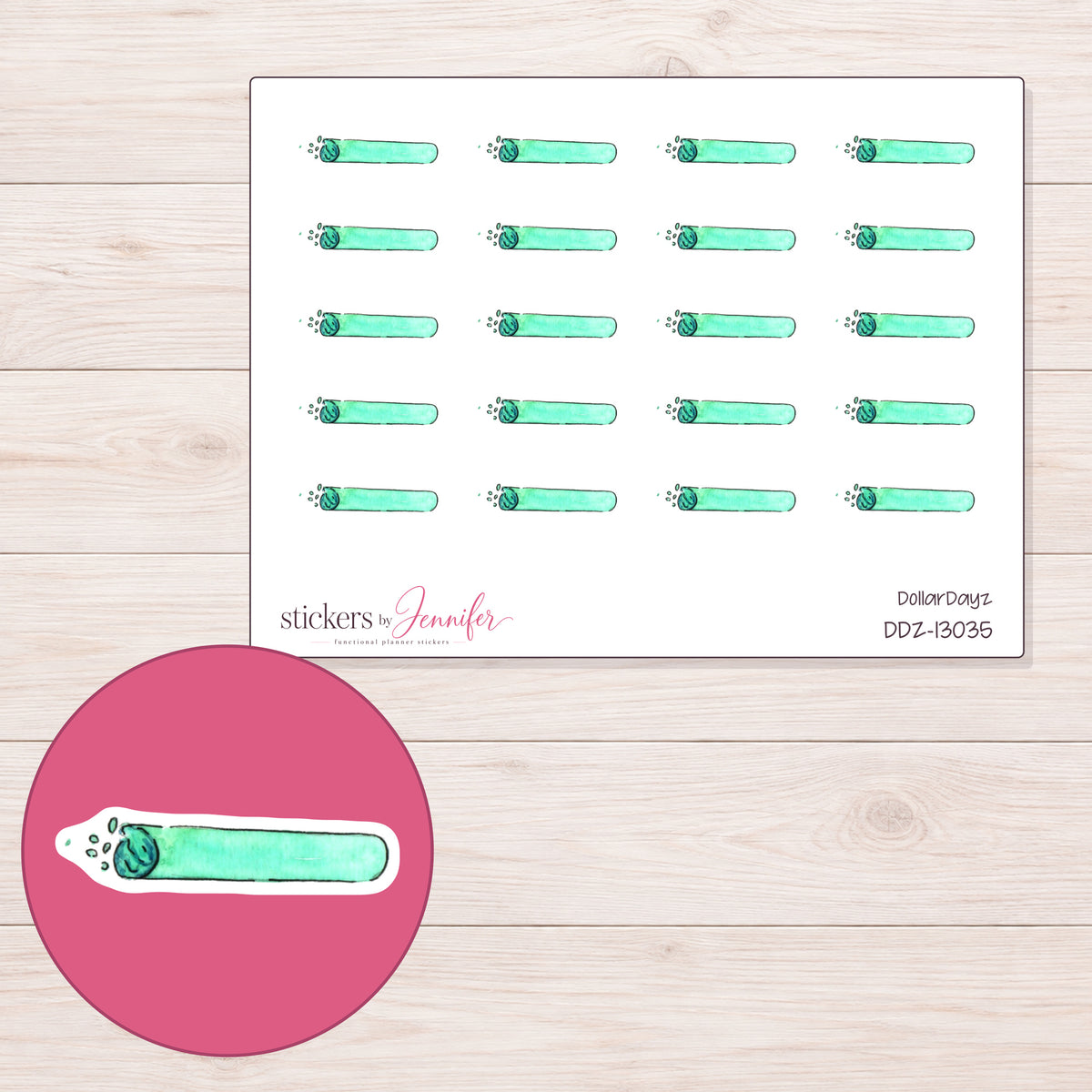 DDZ-13035 planner sticker sheet with enlarged sticker detail