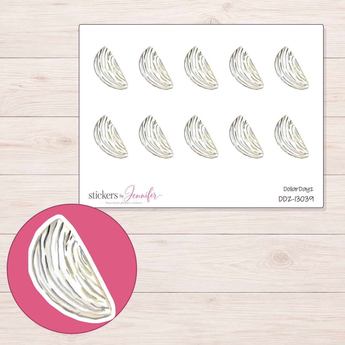 DDZ-13039 planner sticker sheet with enlarged sticker detail