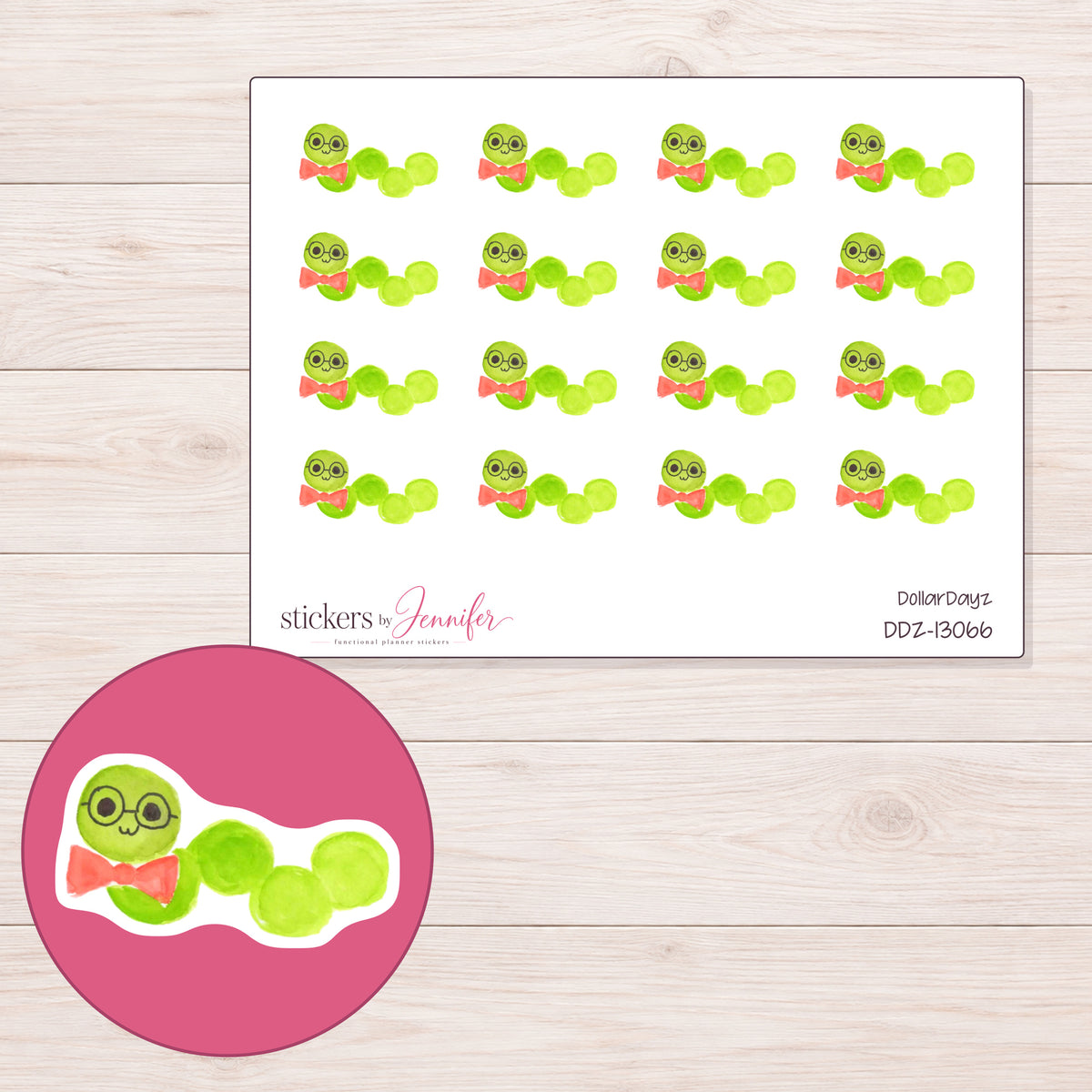 DDZ-13066 planner sticker sheet with enlarged sticker detail