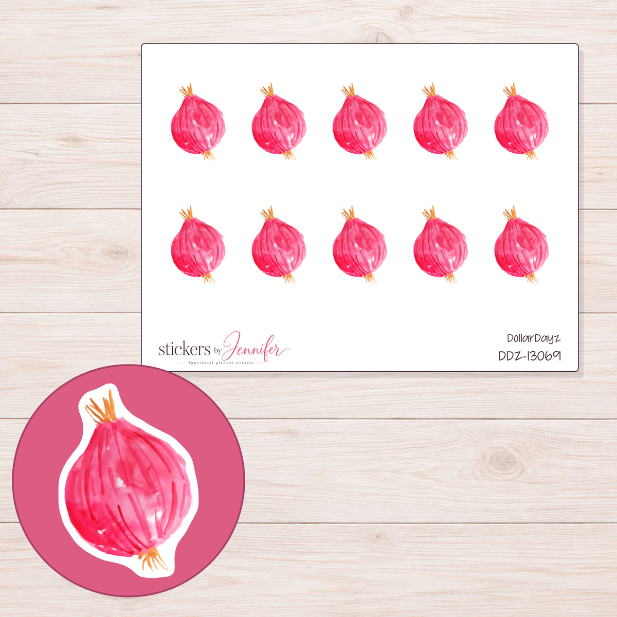 DDZ-13069 planner sticker sheet with enlarged sticker detail