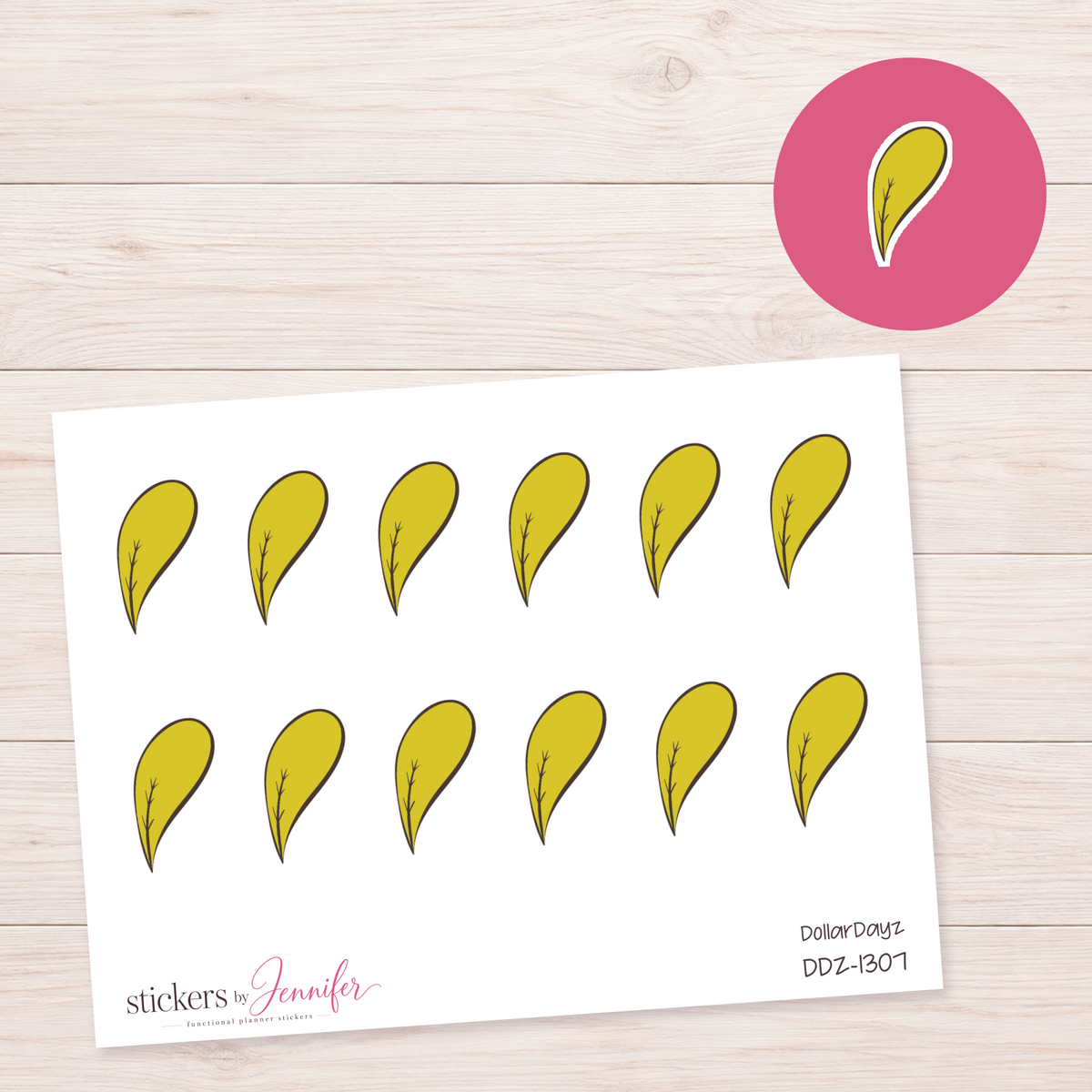 Yellow Leaf Planner Stickers | DDZ-1307