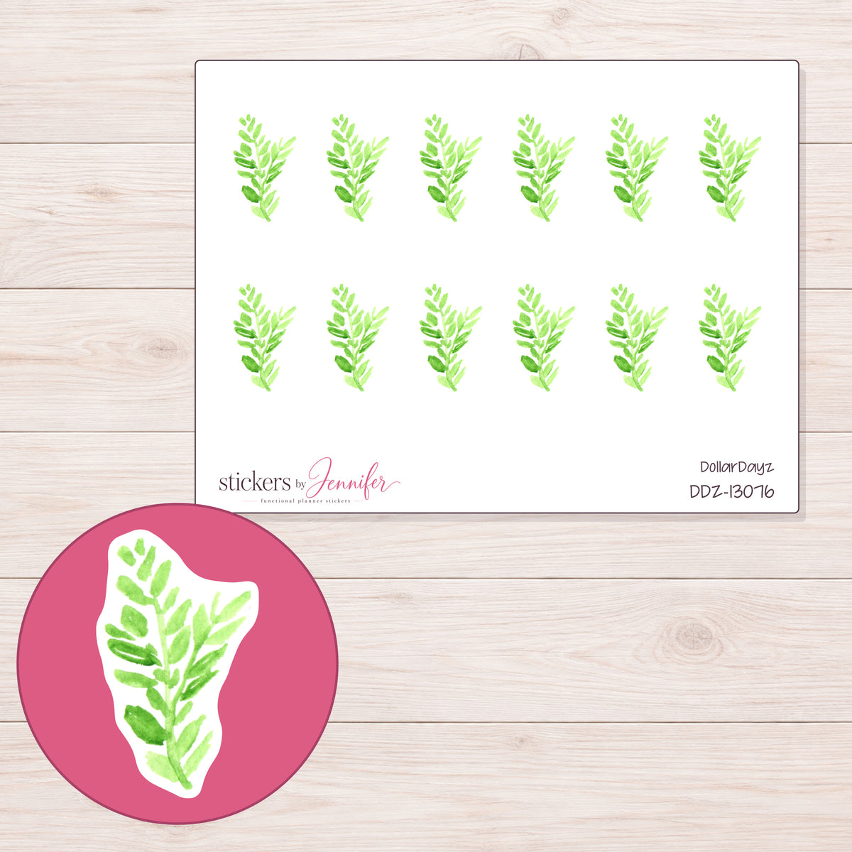 DDZ-13076 planner sticker sheet with enlarged sticker detail