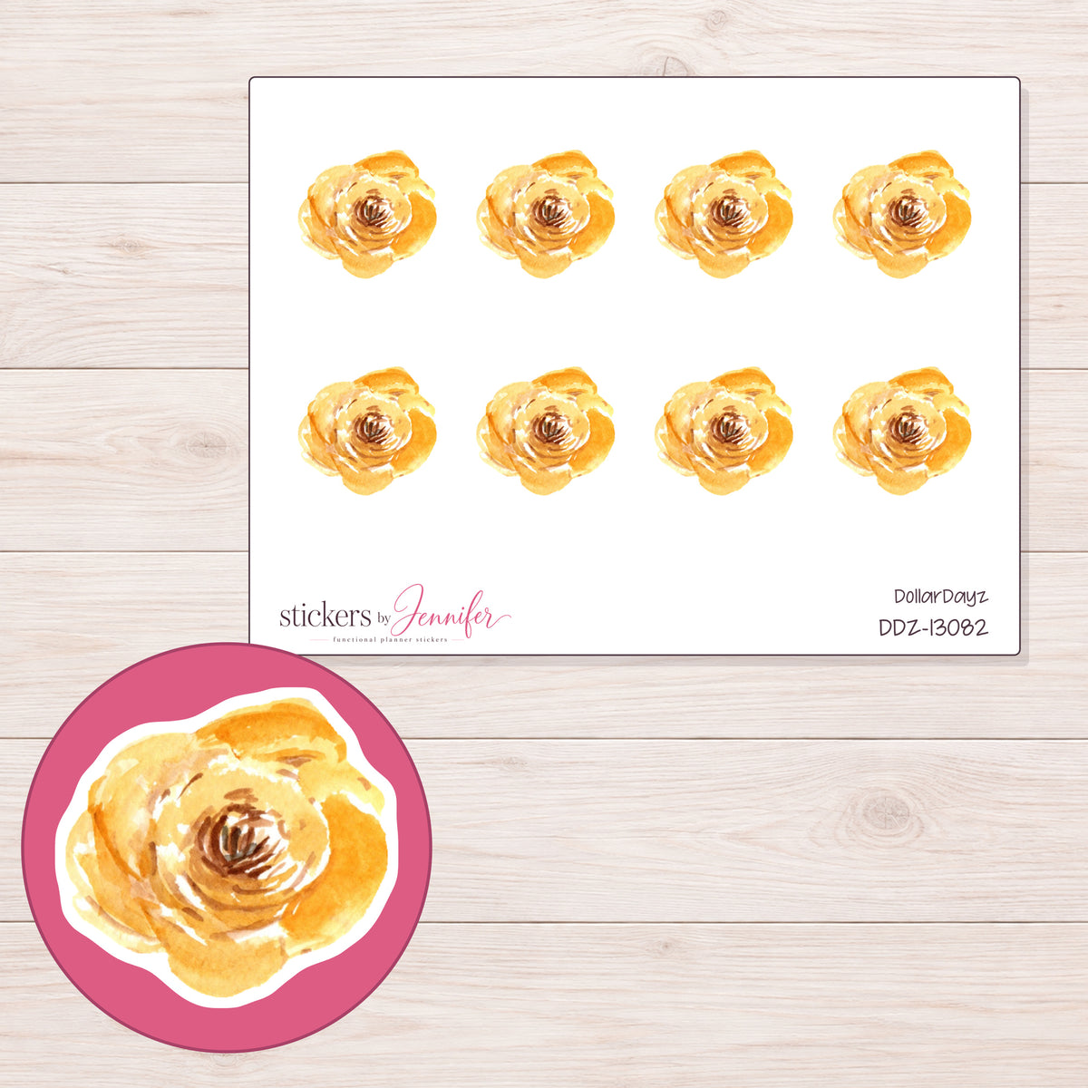 DDZ-13082 planner sticker sheet with enlarged sticker detail