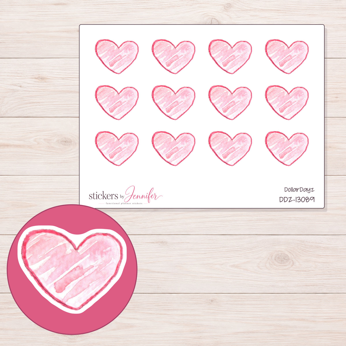 DDZ-13089 planner sticker sheet with enlarged sticker detail