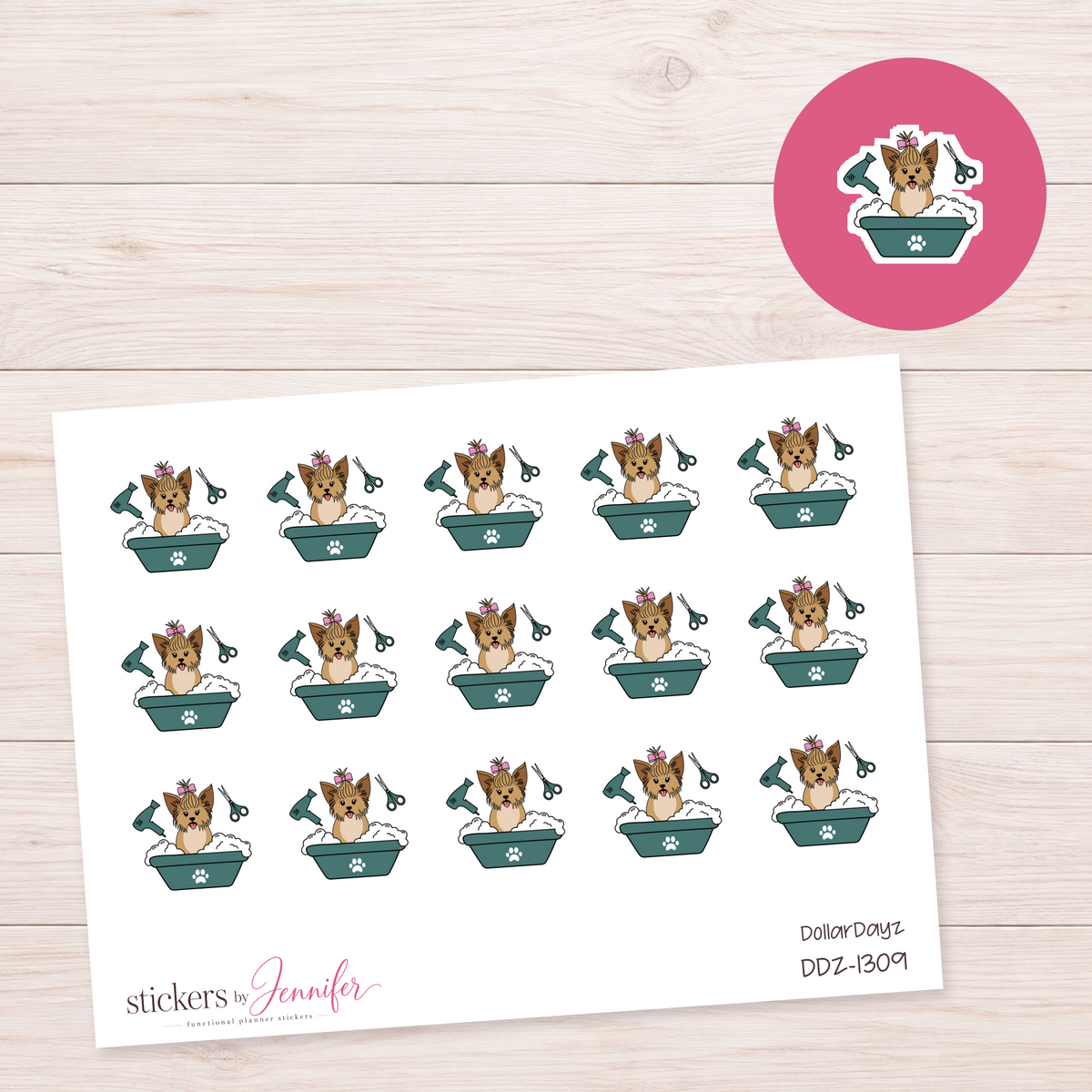 Forest Green Dog Grooming Bath Planner Stickers | DDZ-1309