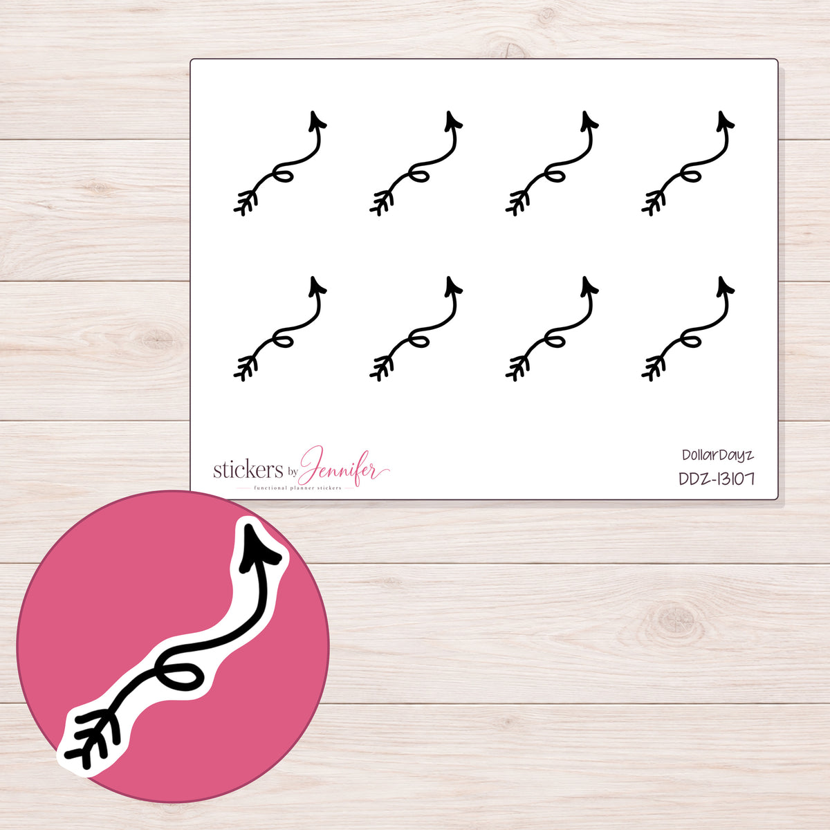 DDZ-13107 planner sticker sheet with enlarged sticker detail