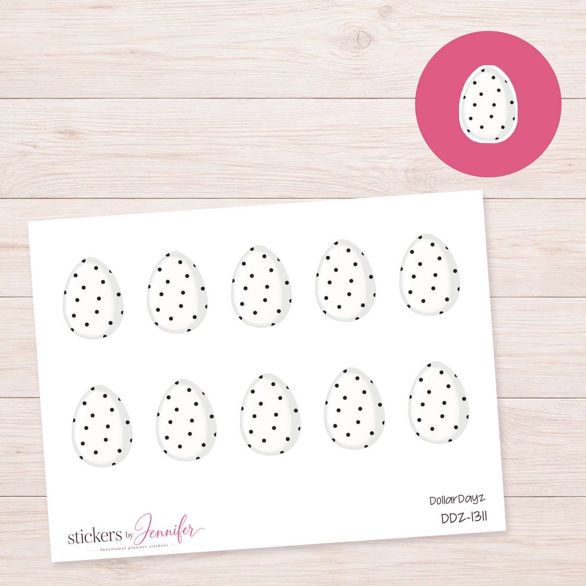 Black Polka Dot Egg Planner Stickers | DDZ-1311