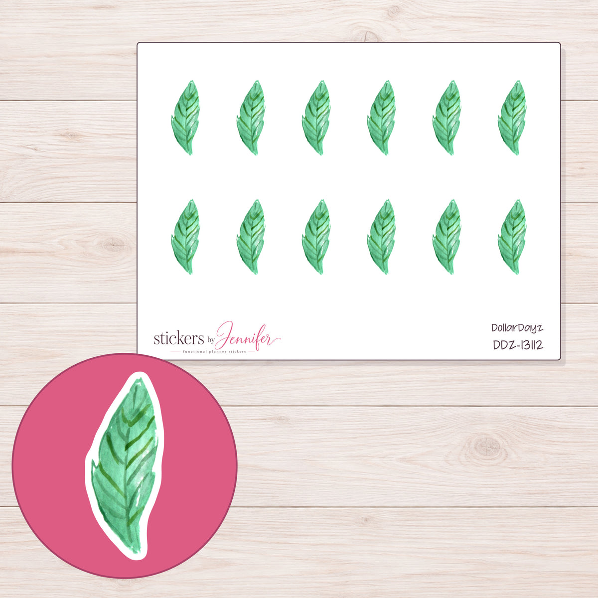 DDZ-13112 planner sticker sheet with enlarged sticker detail