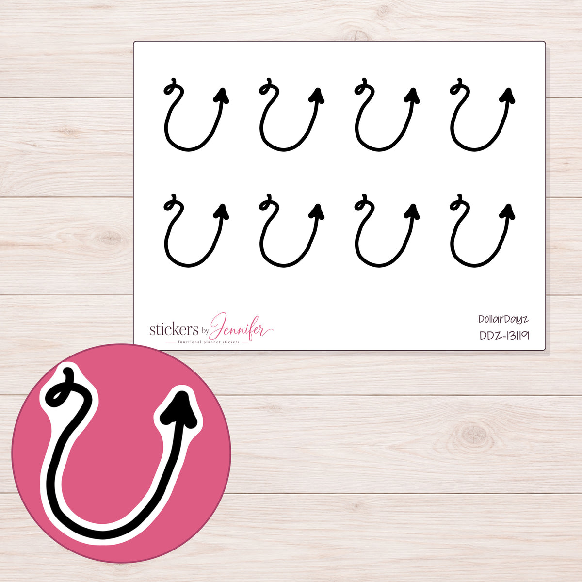 DDZ-13119 planner sticker sheet with enlarged sticker detail