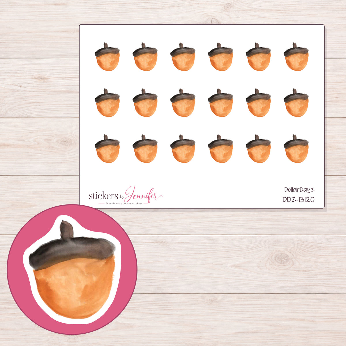 DDZ-13120 planner sticker sheet with enlarged sticker detail