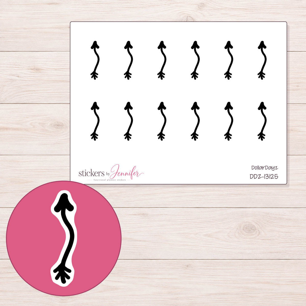 DDZ-13125 planner sticker sheet with enlarged sticker detail