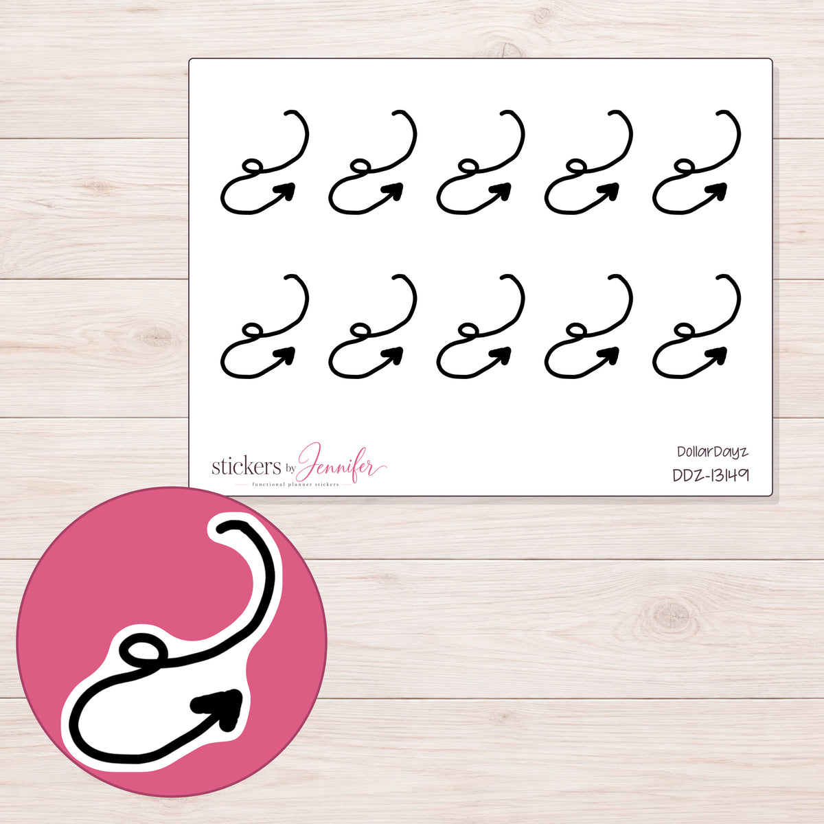 DDZ-13149 planner sticker sheet with enlarged sticker detail