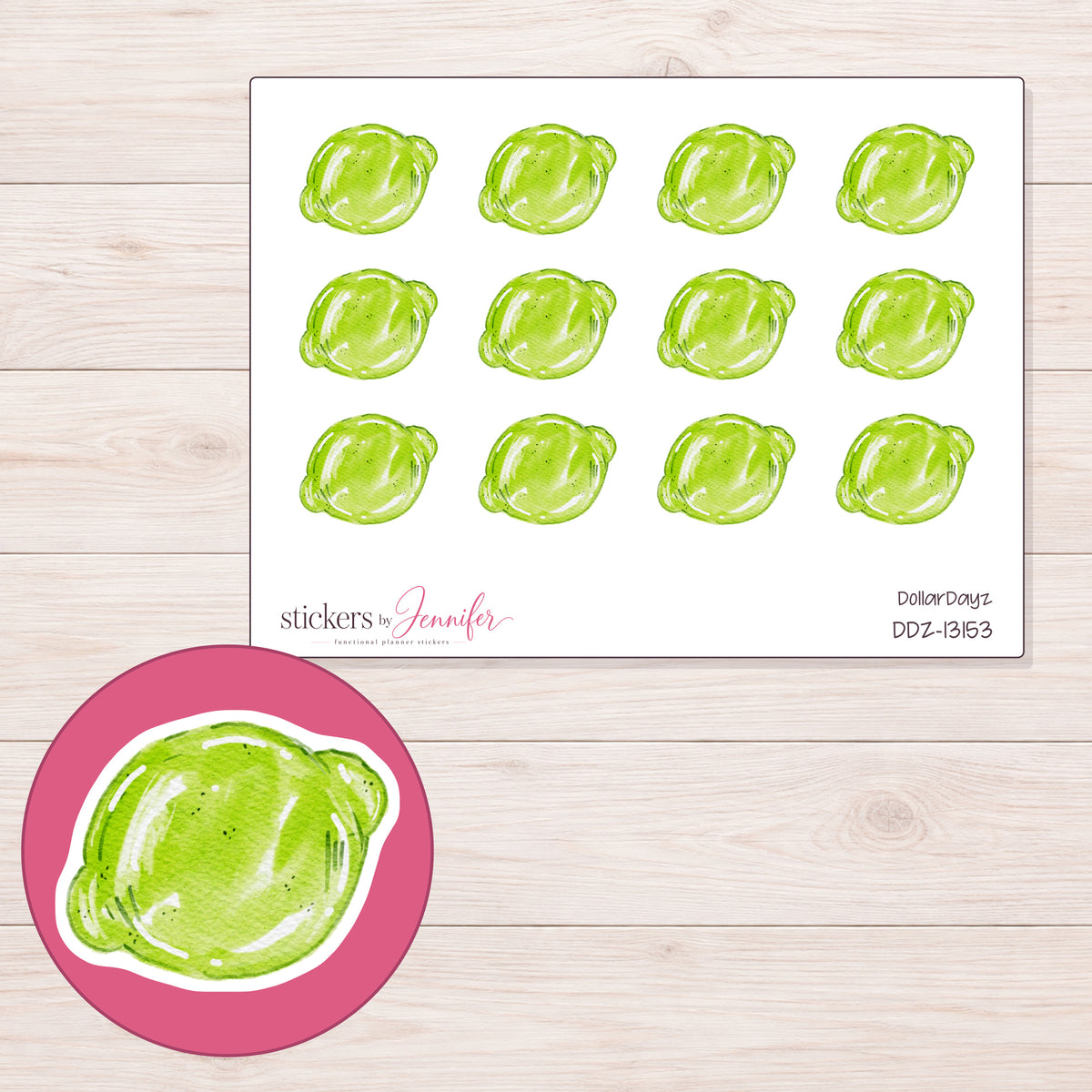 DDZ-13153 planner sticker sheet with enlarged sticker detail