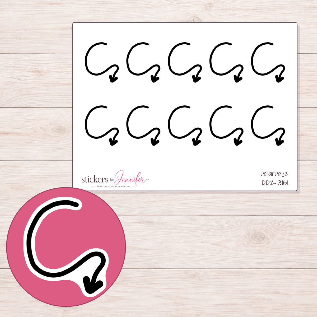 DDZ-13161 planner sticker sheet with enlarged sticker detail