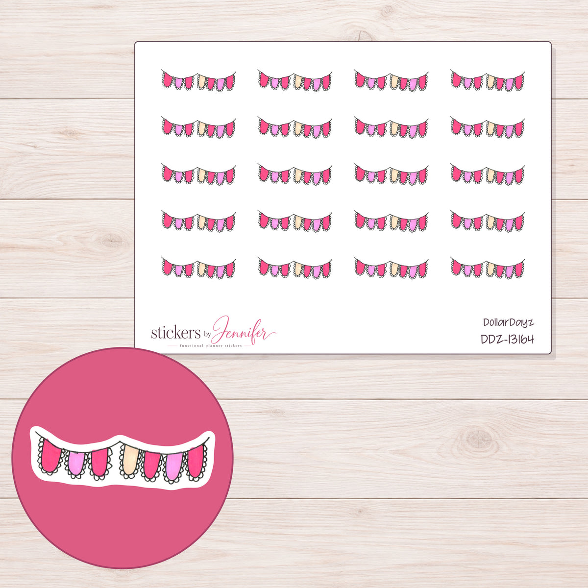 DDZ-13164 planner sticker sheet with enlarged sticker detail