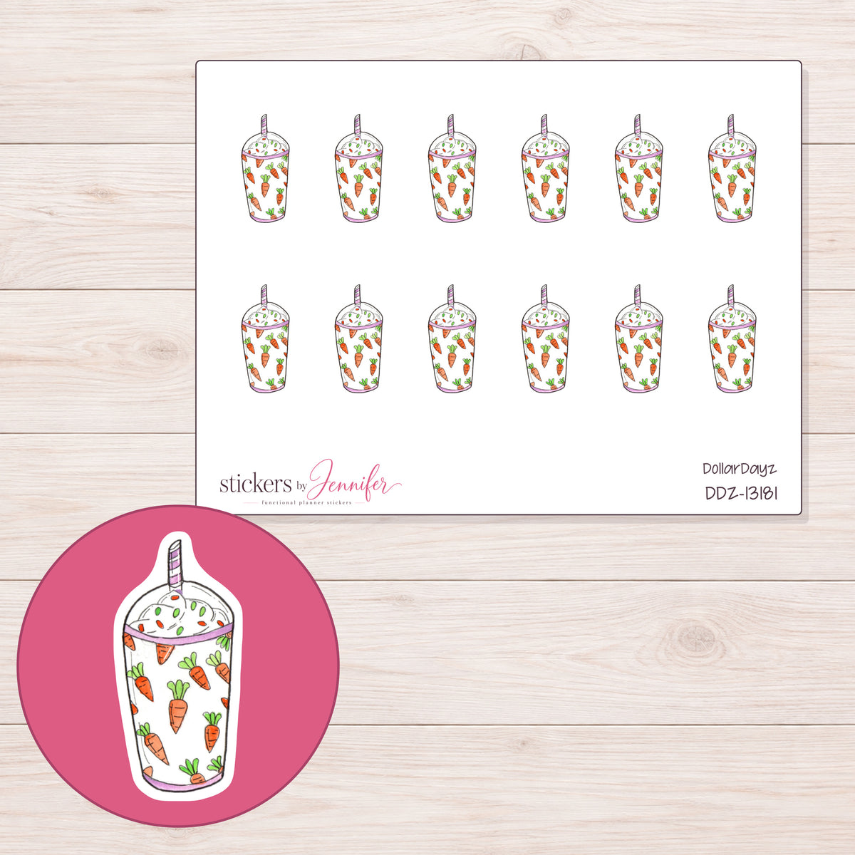 DDZ-13181 planner sticker sheet with enlarged sticker detail