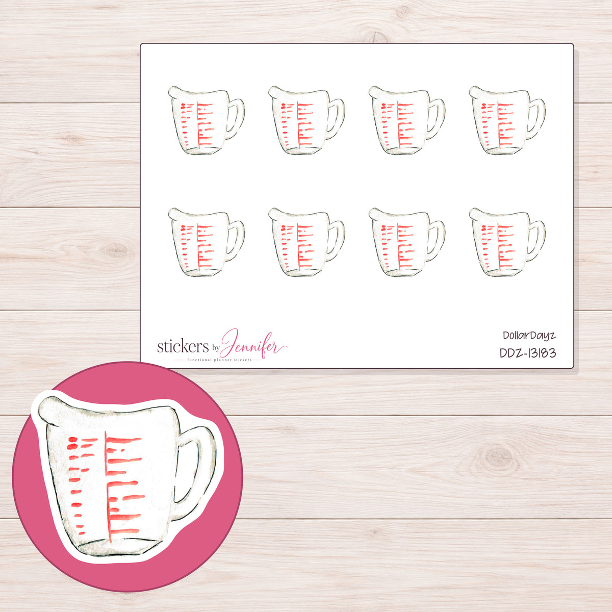 DDZ-13183 planner sticker sheet with enlarged sticker detail