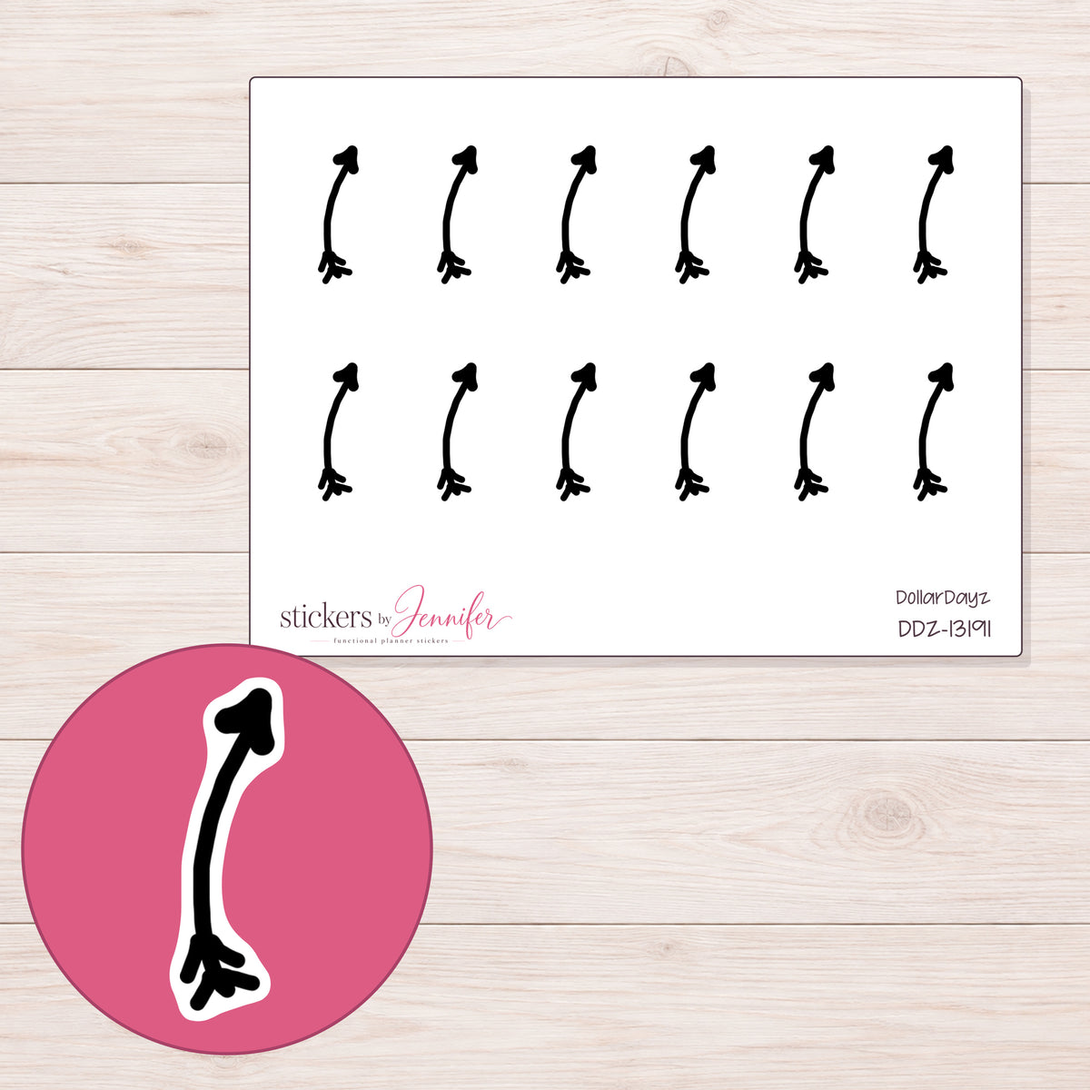 DDZ-13191 planner sticker sheet with enlarged sticker detail