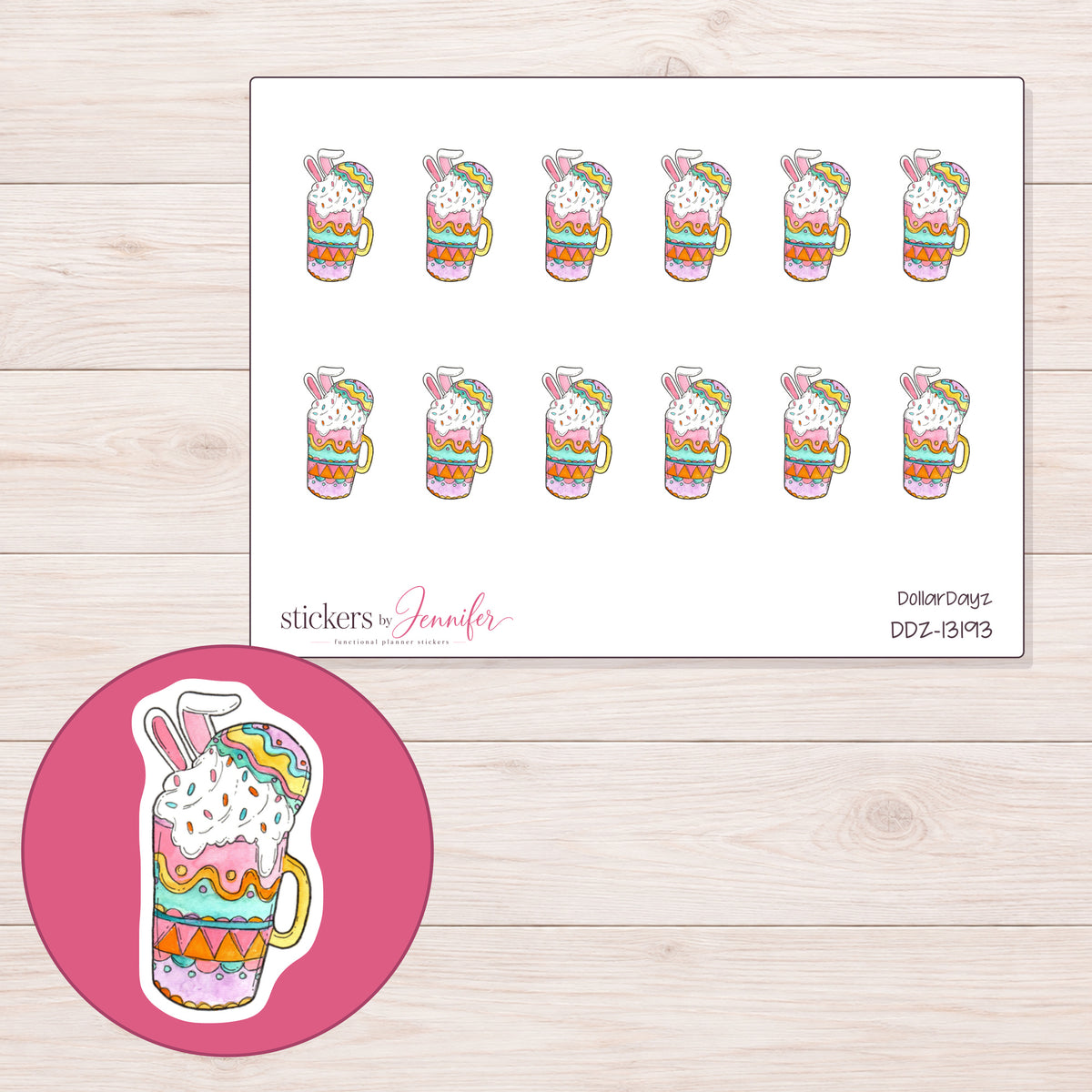 DDZ-13193 planner sticker sheet with enlarged sticker detail