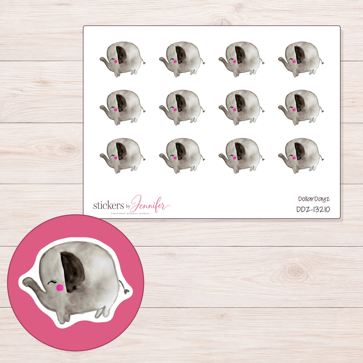 DDZ-13210 planner sticker sheet with enlarged sticker detail