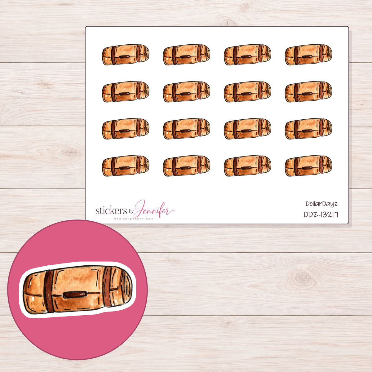 DDZ-13217 planner sticker sheet with enlarged sticker detail