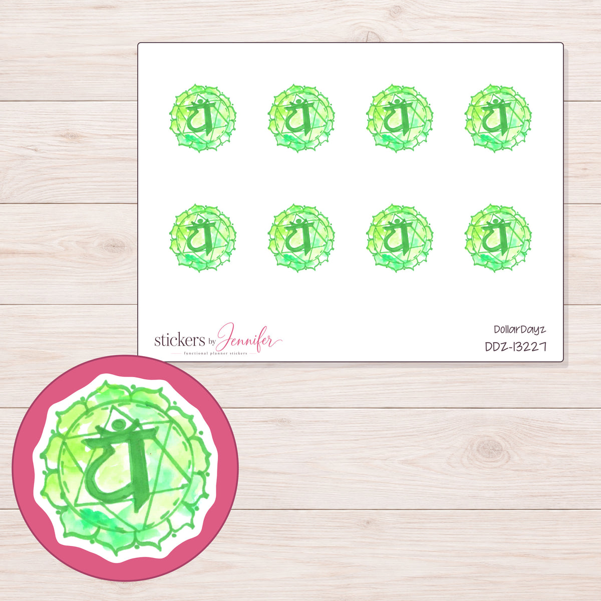 DDZ-13227 planner sticker sheet with enlarged sticker detail