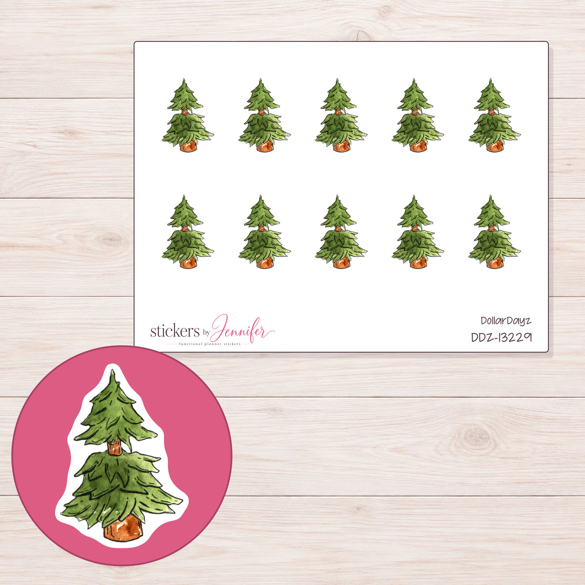 DDZ-13229 planner sticker sheet with enlarged sticker detail