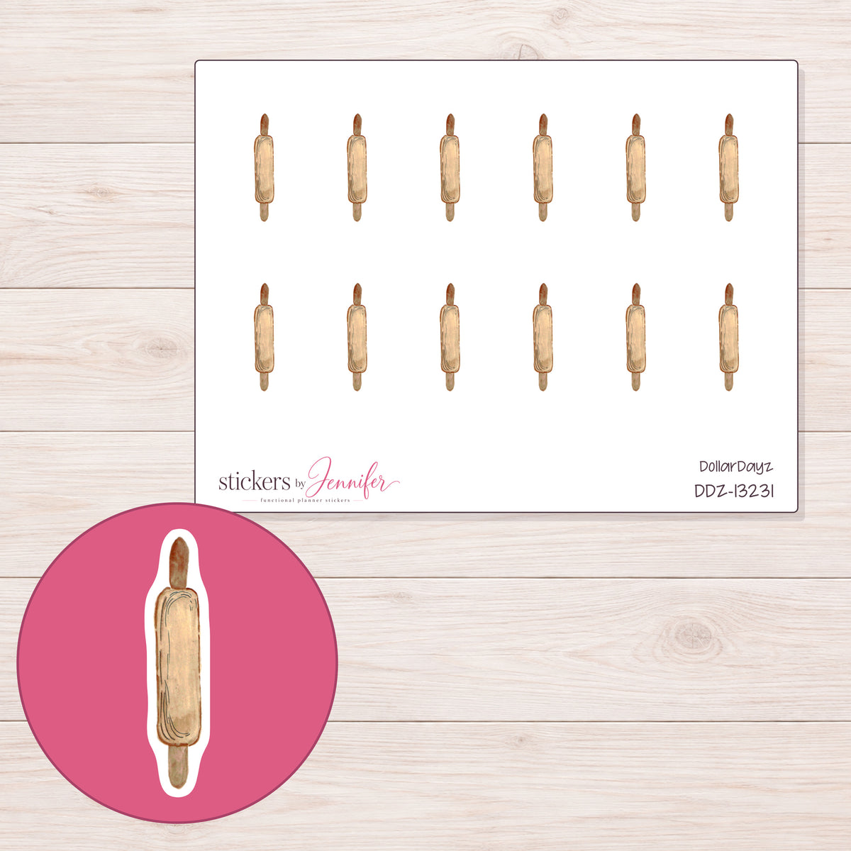 DDZ-13231 planner sticker sheet with enlarged sticker detail