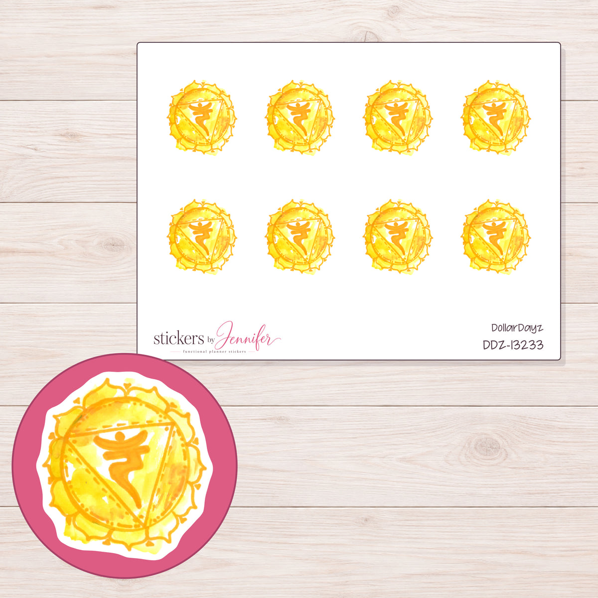 DDZ-13233 planner sticker sheet with enlarged sticker detail