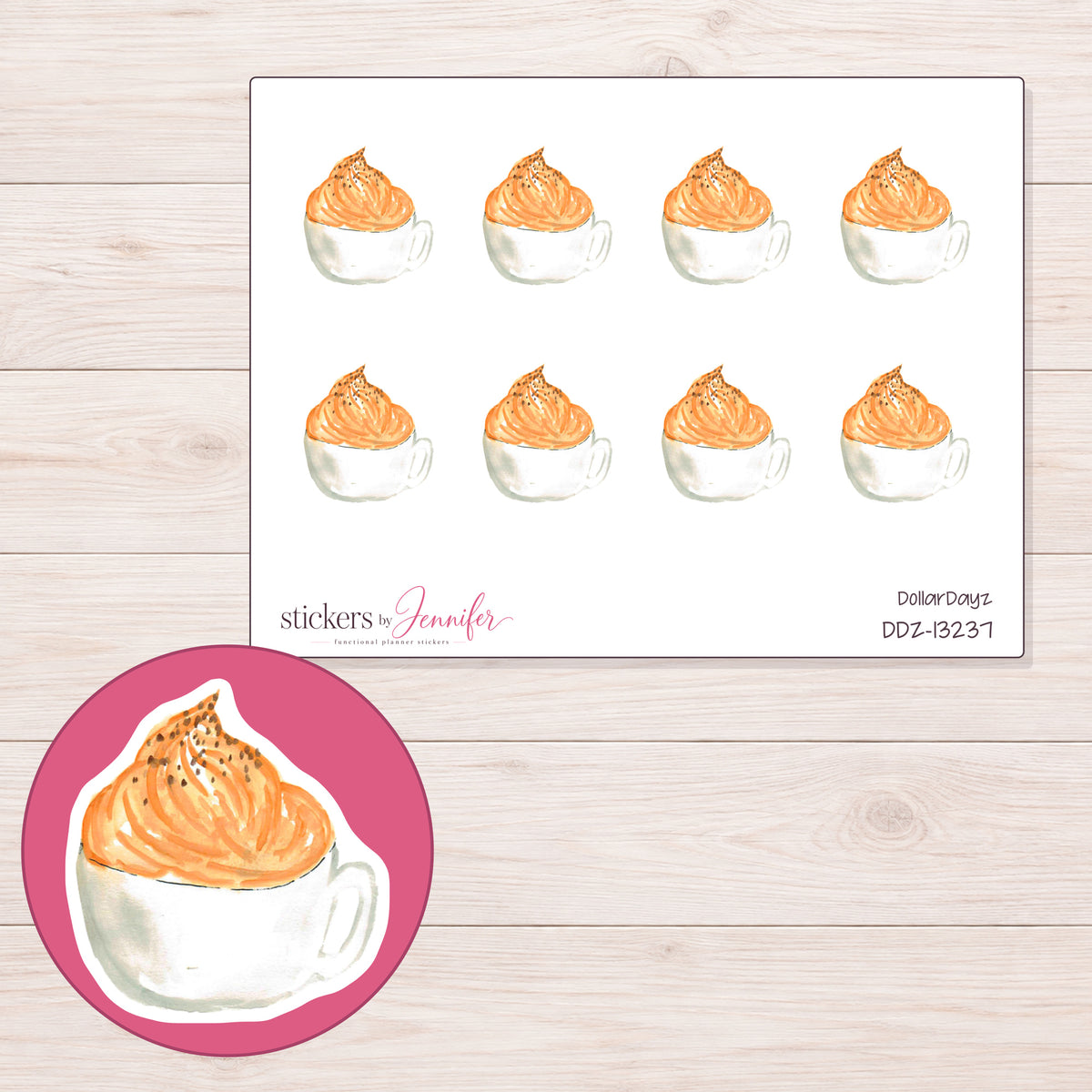 DDZ-13237 planner sticker sheet with enlarged sticker detail