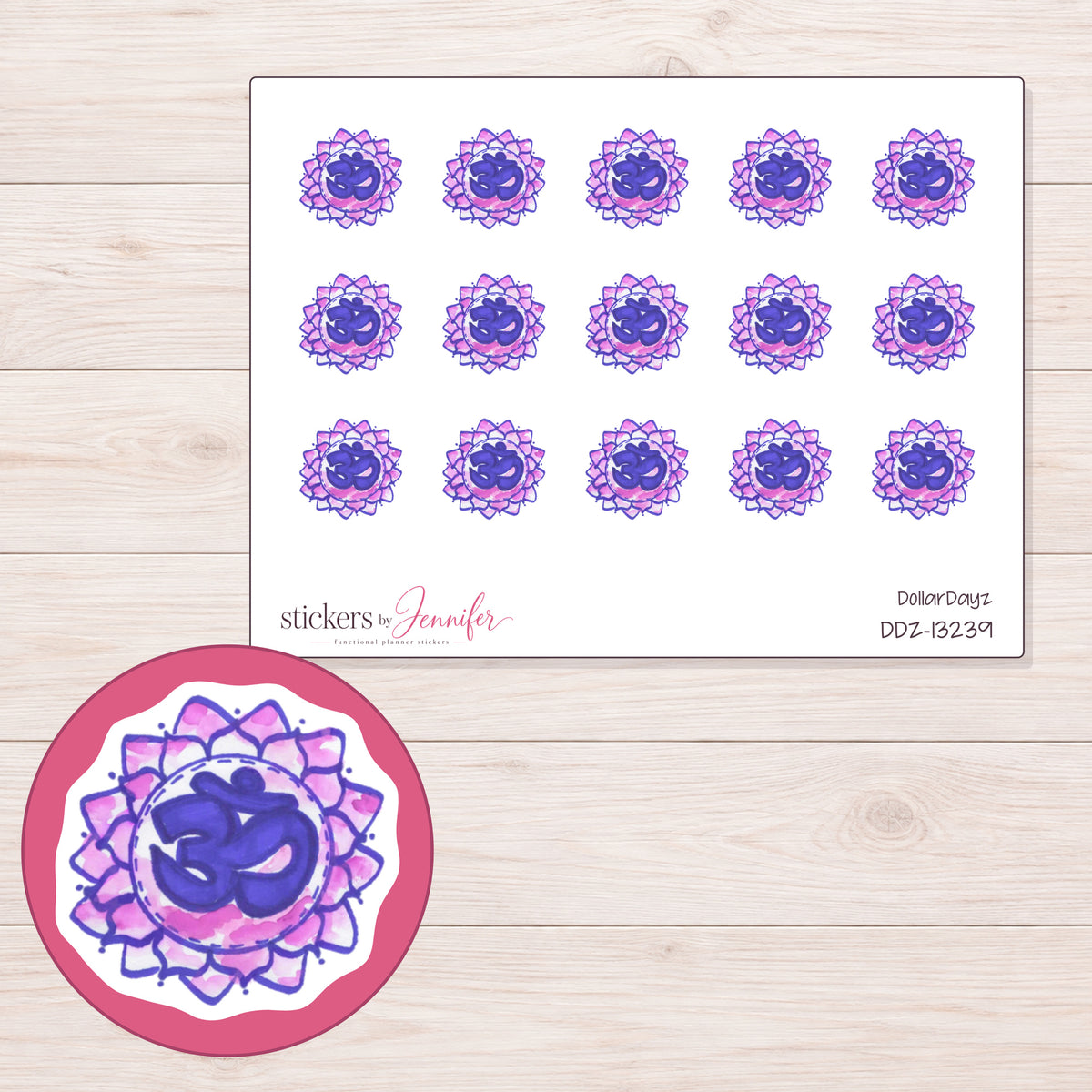 DDZ-13239 planner sticker sheet with enlarged sticker detail