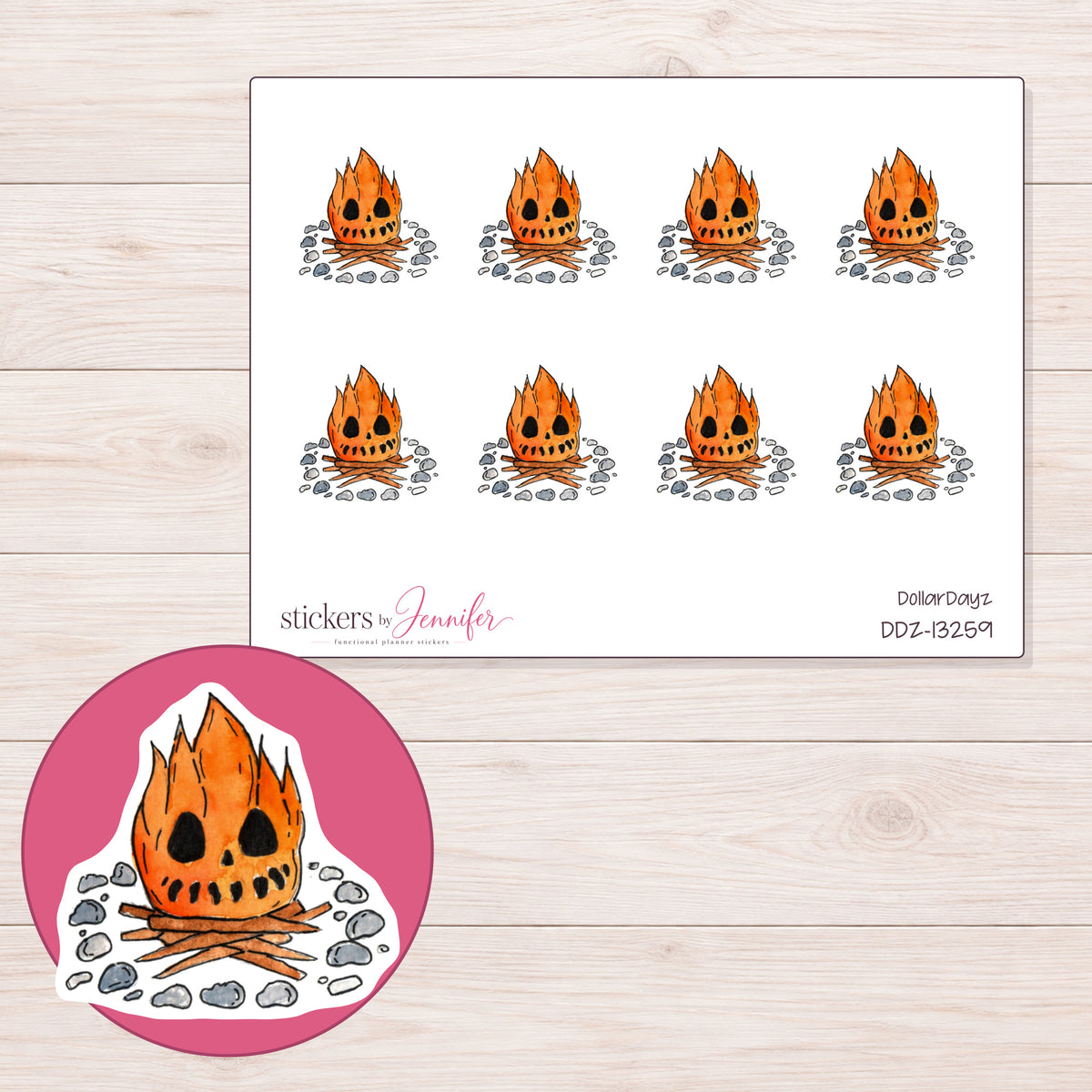 DDZ-13259 planner sticker sheet with enlarged sticker detail