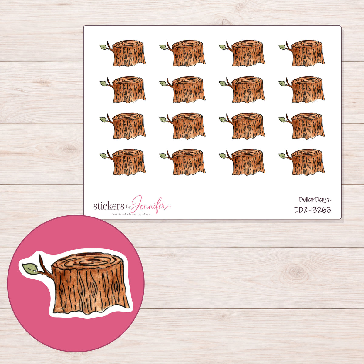 DDZ-13265 planner sticker sheet with enlarged sticker detail