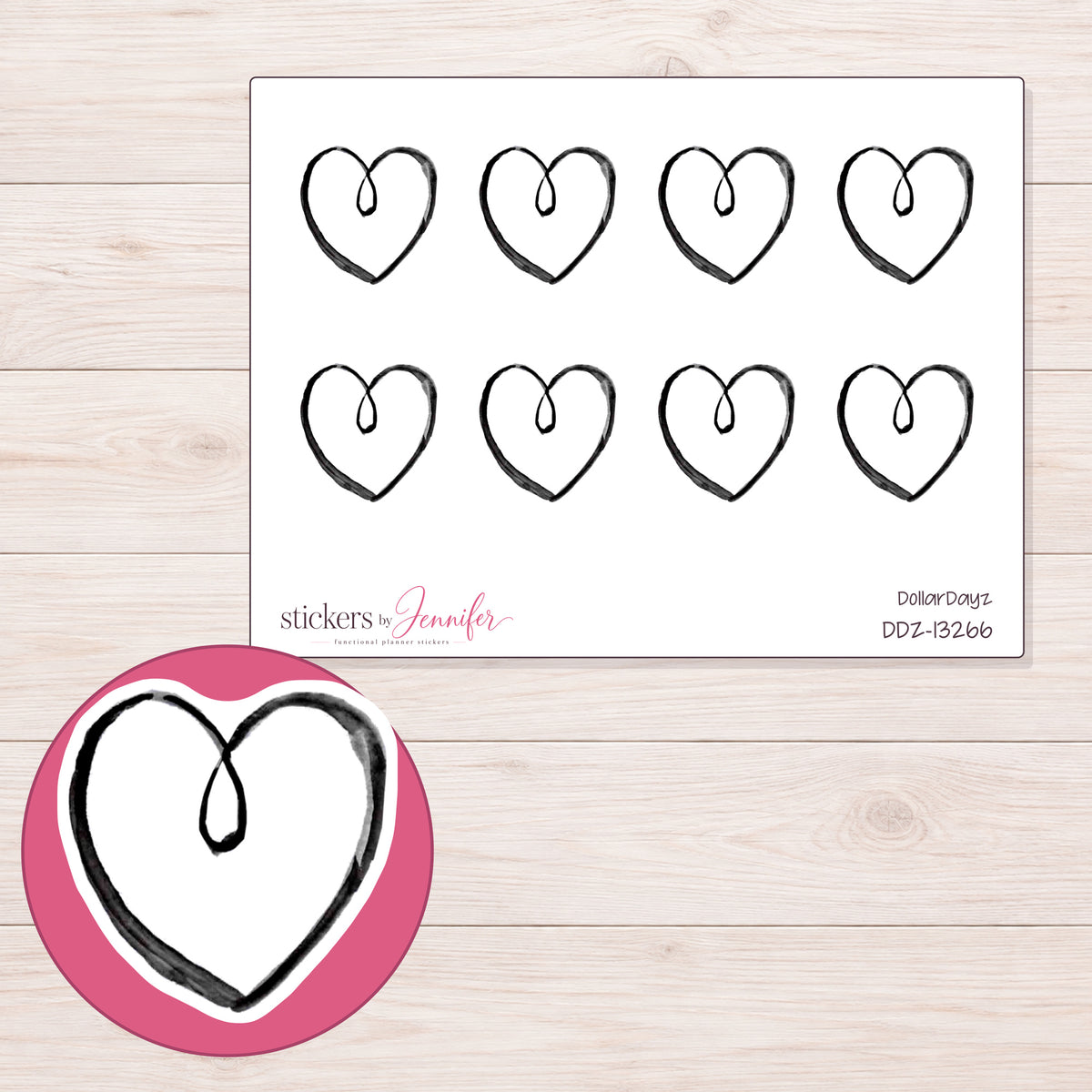 DDZ-13266 planner sticker sheet with enlarged sticker detail
