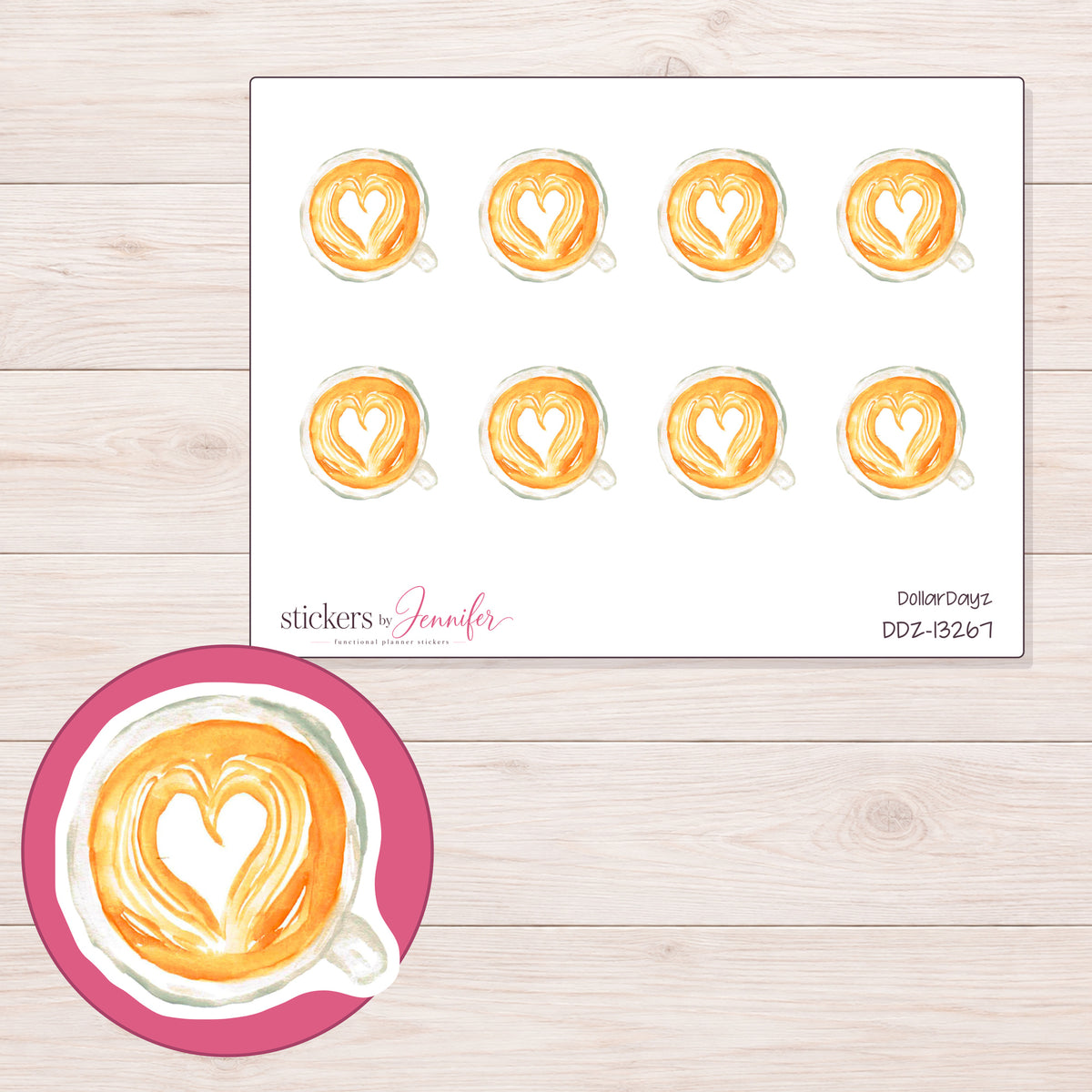 DDZ-13267 planner sticker sheet with enlarged sticker detail