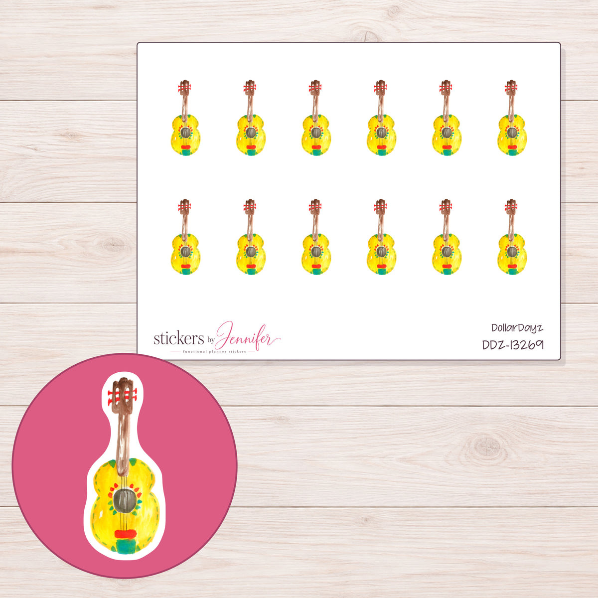 DDZ-13269 planner sticker sheet with enlarged sticker detail