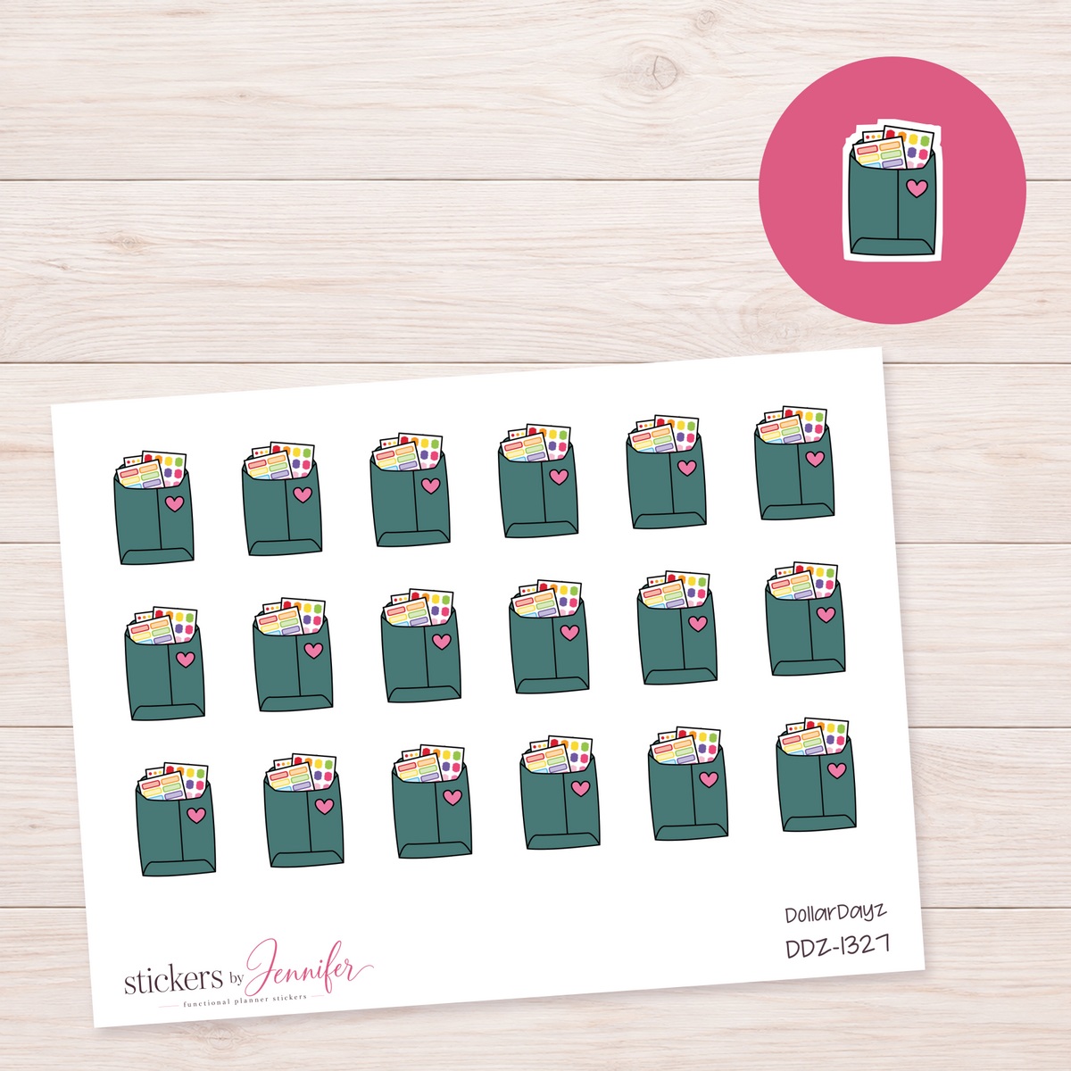 Forest Green Sticker Bag Planner Stickers | DDZ-1327