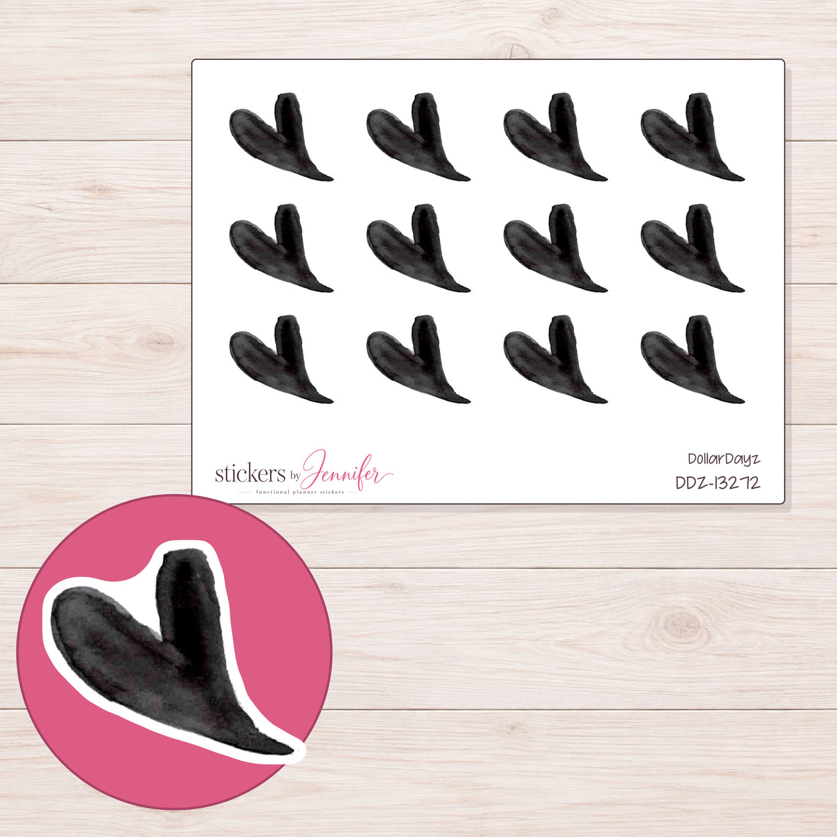 DDZ-13272 planner sticker sheet with enlarged sticker detail
