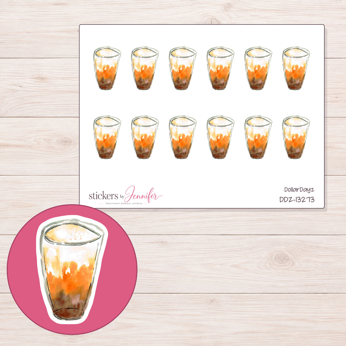 DDZ-13273 planner sticker sheet with enlarged sticker detail