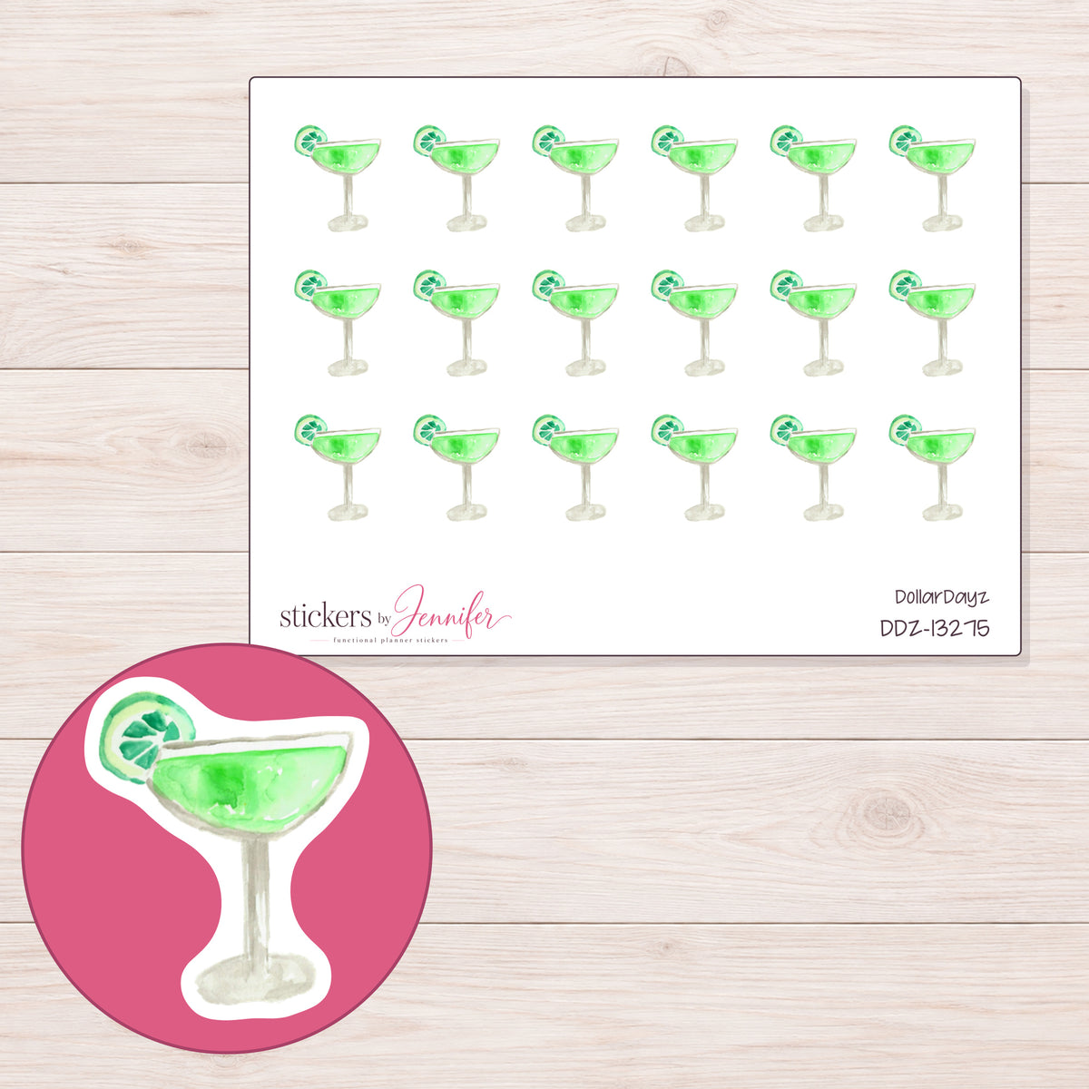 DDZ-13275 planner sticker sheet with enlarged sticker detail