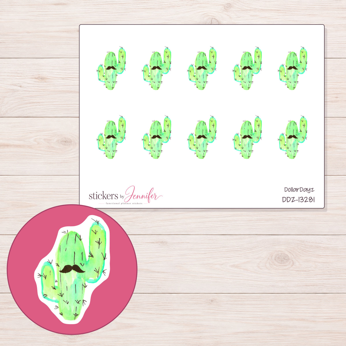 DDZ-13281 planner sticker sheet with enlarged sticker detail