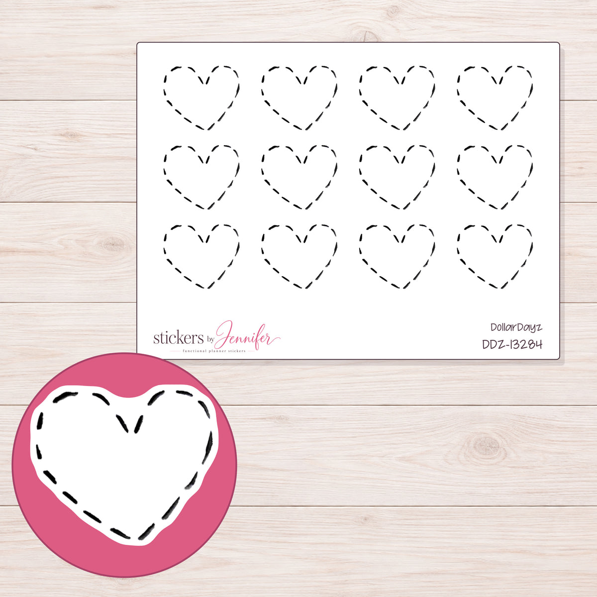 DDZ-13284 planner sticker sheet with enlarged sticker detail